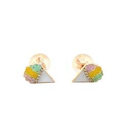 Kids Cone Ice Cream Diamond Stud Earrings in 14k Solid Gold (Certified)