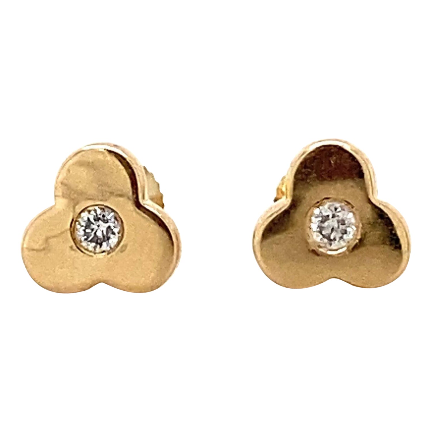 Kids Blossom Diamond Stud Earrings in 14K Solid Gold (Certified)
