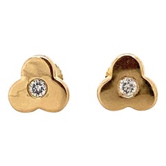 Kids Blossom Diamond Stud Earrings in 14K Solid Gold (Certified)