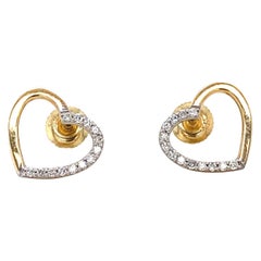 Orecchini con diamante a cuore cavo per bambini in oro massiccio 14k (certificati)