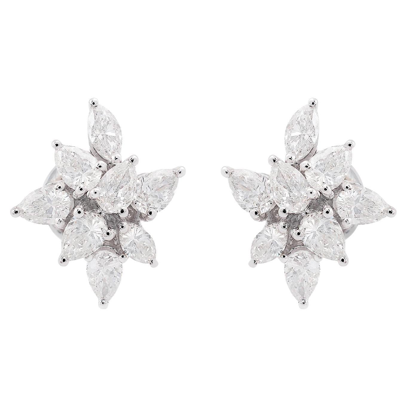 1.70 Carat SI Clarity HI Color Pear Diamond Stud Earrings 18 Karat White Gold