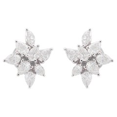 1.70 Carat SI Clarity HI Color Pear Diamond Stud Earrings 18 Karat White Gold