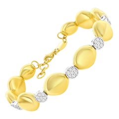 14K Yellow/White Gold Italian Diamond Bangle