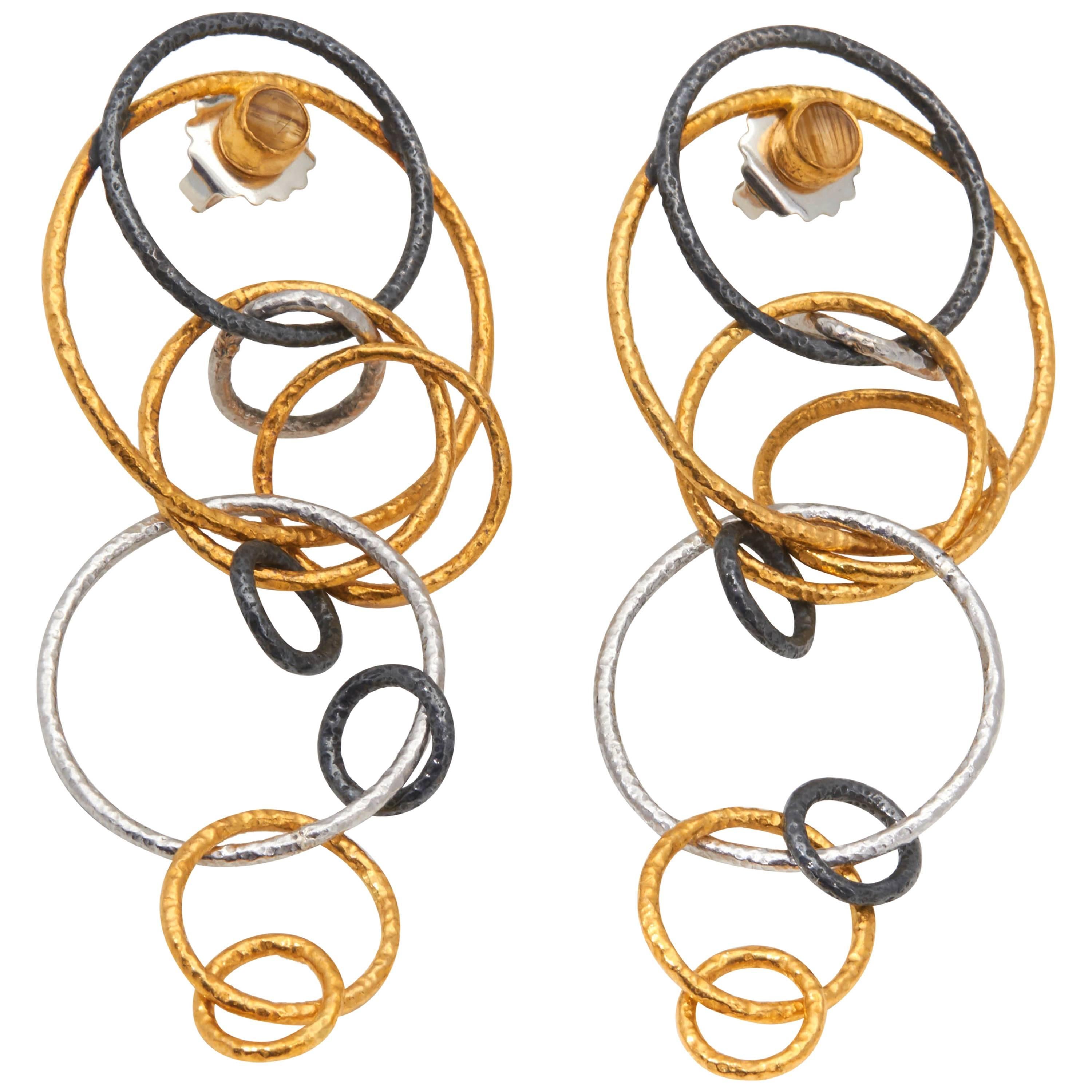 Silver Gold Hula Ring Earrings
