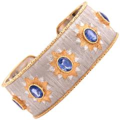 M. Buccellati Sapphire Gold Cuff Bracelet, circa 1960s