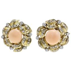 Luise Coral Diamond Gold Clip-On Earrings 10