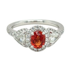 1.08 Carat Padparadscha Sapphire Diamond Platinum Ring
