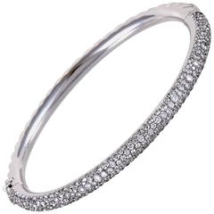 Retro David Yurman Diamond Pavé White Gold Bangle Bracelet