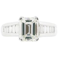 2.01 Carat Emerald Cut Diamond Platinum Ring