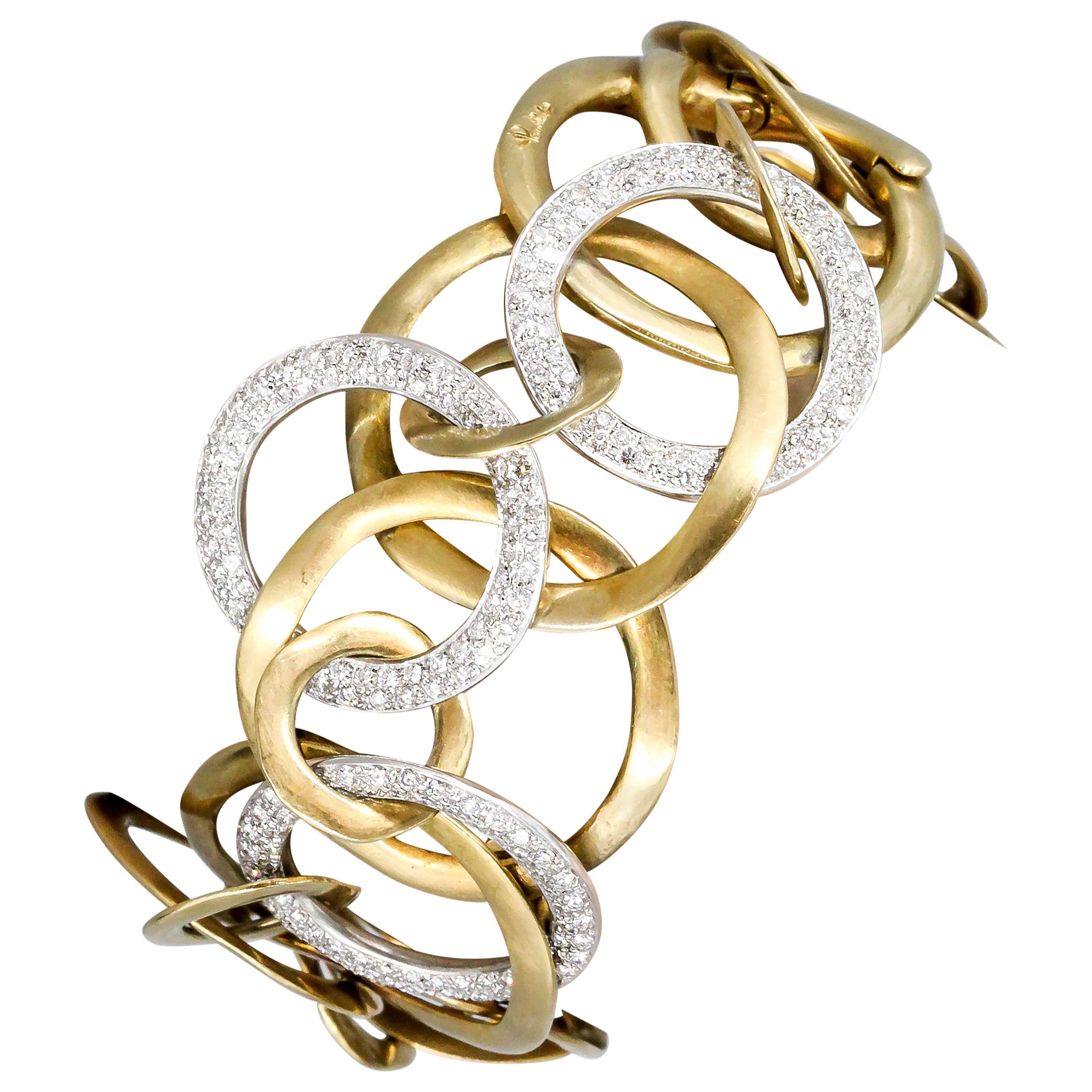 Pomellato Piatta Diamond Gold Link Bracelet