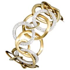 Pomellato Piatta Diamond Gold Link Bracelet