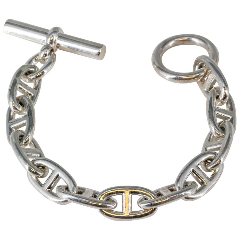 Hermes Sterling Silver Chaine D'ancre Toggle Cord Bracelet – I MISS YOU  VINTAGE