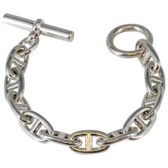 Vintage Hermes Chaine d'Ancre Sterling Silver Toggle Bracelet