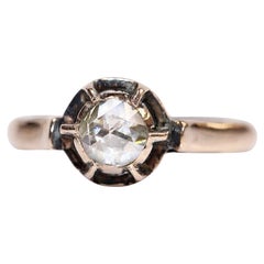 Antique Circa 1900s 8k Gold Natural Rose Cut Diamond Solitaire Ring