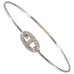 Hermes Ronde Diamond White Gold Bangle Bracelet
