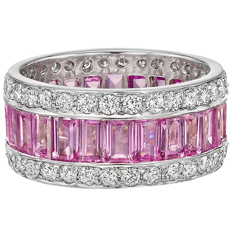Pink Sapphire Diamond Eternity Band Ring