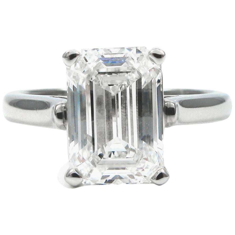 Tiffany & Co. 3.09 Carat Emerald Cut Solitaire Platinum Ring GIA Certified