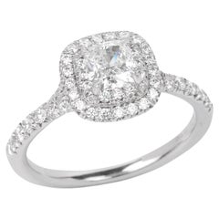 Tiffany & Co. 0.45ct Cushion Cut Diamond Platinum Soleste Ring