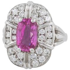 Splendid Pink Sapphire Diamond White Gold Ring Used Splendid Pink Sapphire Diamond White Gold Ring
