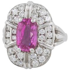 Splendid Pink Sapphire Diamond White Gold Ring