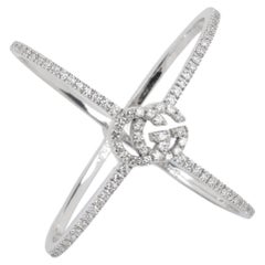 Gucci Diamond Set 18ct White Gold GG Running Ring