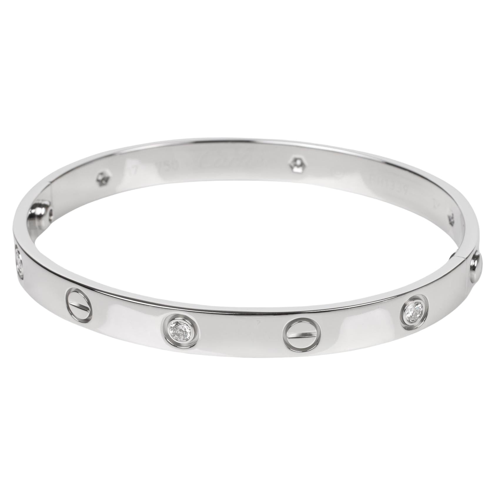 Cartier 6 Diamond 18ct White Gold Love Bangle 17cm