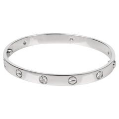 Cartier 6 Diamond 18ct White Gold Love Bangle 17cm