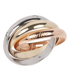 Cartier Diamond Set 18ct White, Yellow and Rose Gold Medium Trinity Ring