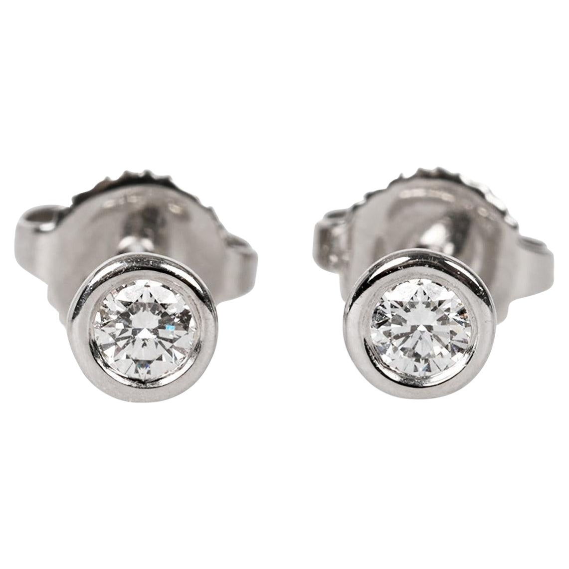 Tiffany & Co. 0.16ct Platinum Elsa Peretti Diamonds by the Yard Stud Earrings