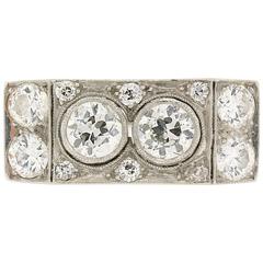 Art Deco Two-Stone Diamond Platinum Ring 12