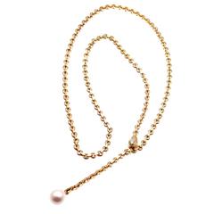 Cartier Diamond Pearl Lariat Link Yellow Gold Necklace