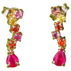 Pear ruby earrings studs