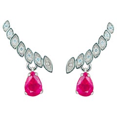 Genuine 1.5 ct rubies and diamonds earrings studs