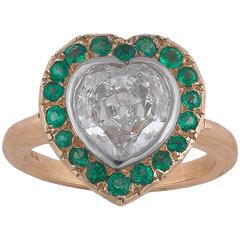 1905s Heart Diamond Green Garnet Cluster Ring 4