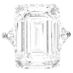 A Masterpiece of Rarity and Radiance 20 carat Flawless Emerald Cut Diamond Ring