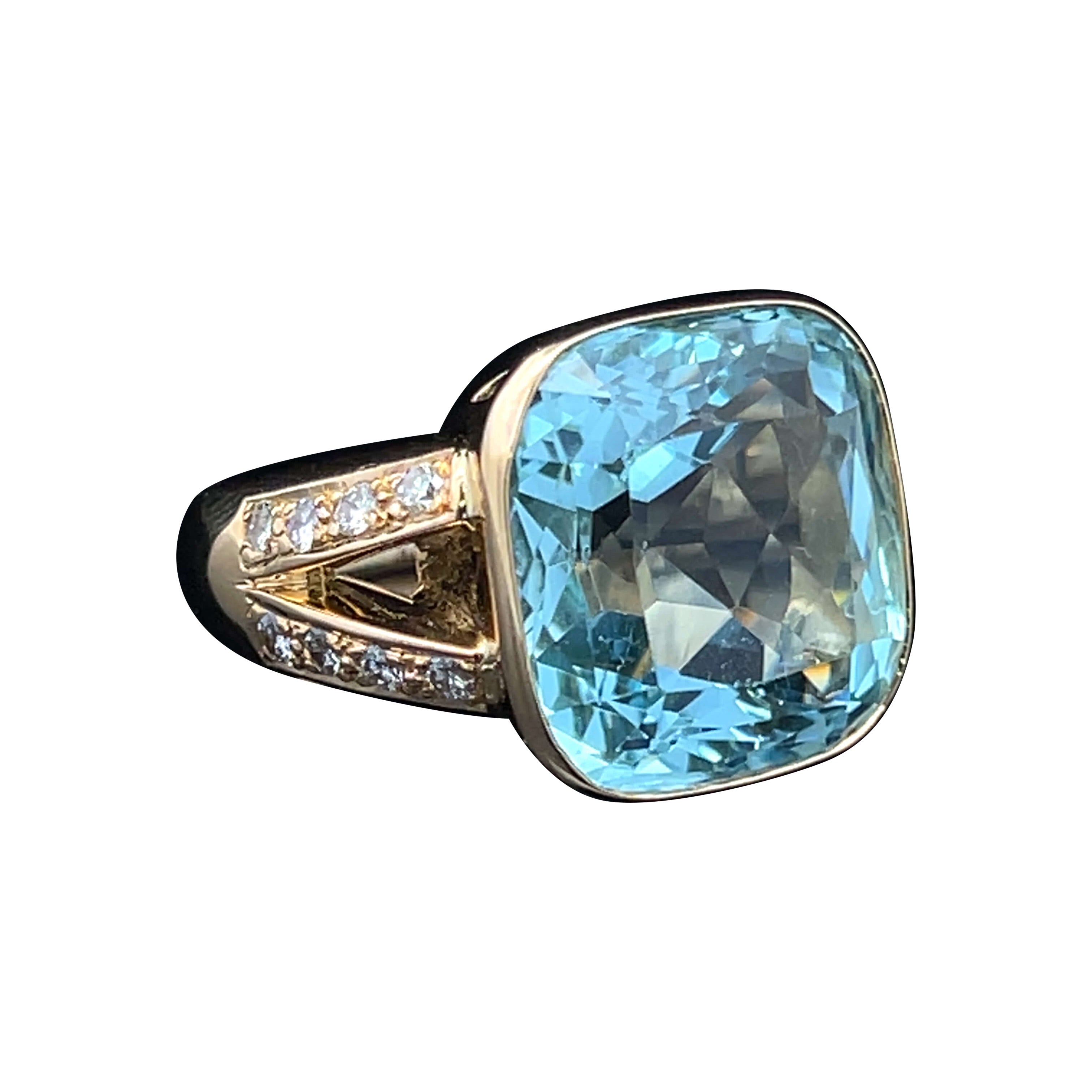 Aquamarine & Diamond Ring by Anne Middleton Circa 1980s For Sale