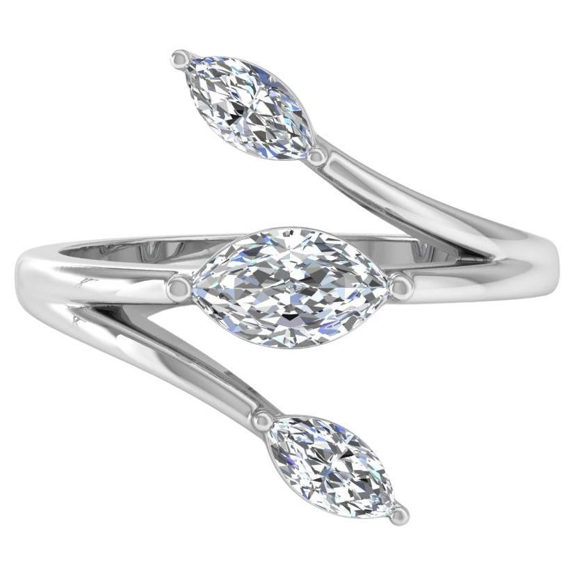 Natural 1.11 Carat SI/H Marquise Diamond Leaf Ring Solid 18 Karat White Gold For Sale