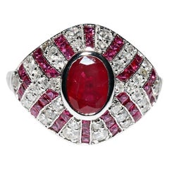 New Made 18k Gold Natural Diamond And Ruby Decorated Cocktail Ring