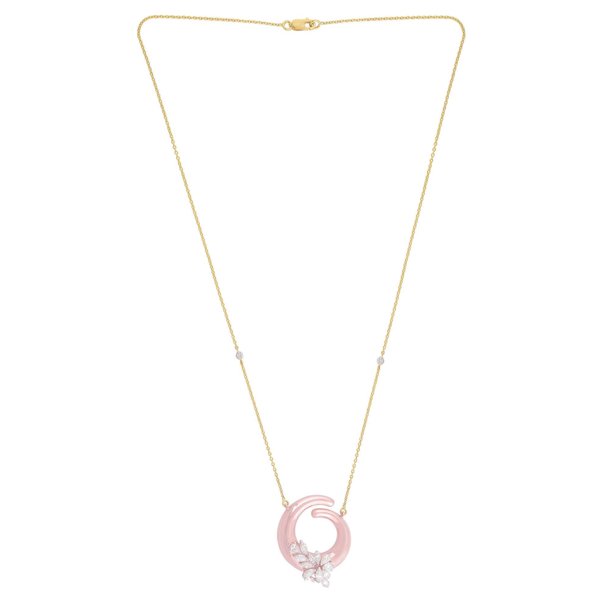1.45 Carat SI Clarity HI Color Diamond Pendant Fine Necklace Solid 18k Rose Gold For Sale