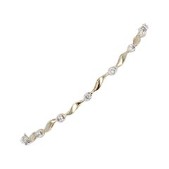 Yellow Gold Diamond Ribbon Link Bracelet 7" - 10k Single .15ctw