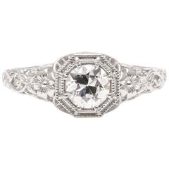 Floral Filigree Diamond Platinum Engagement Ring