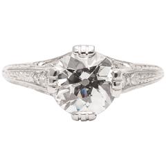 Art Deco 1.75 Carat Diamond Platinum Engagement Ring
