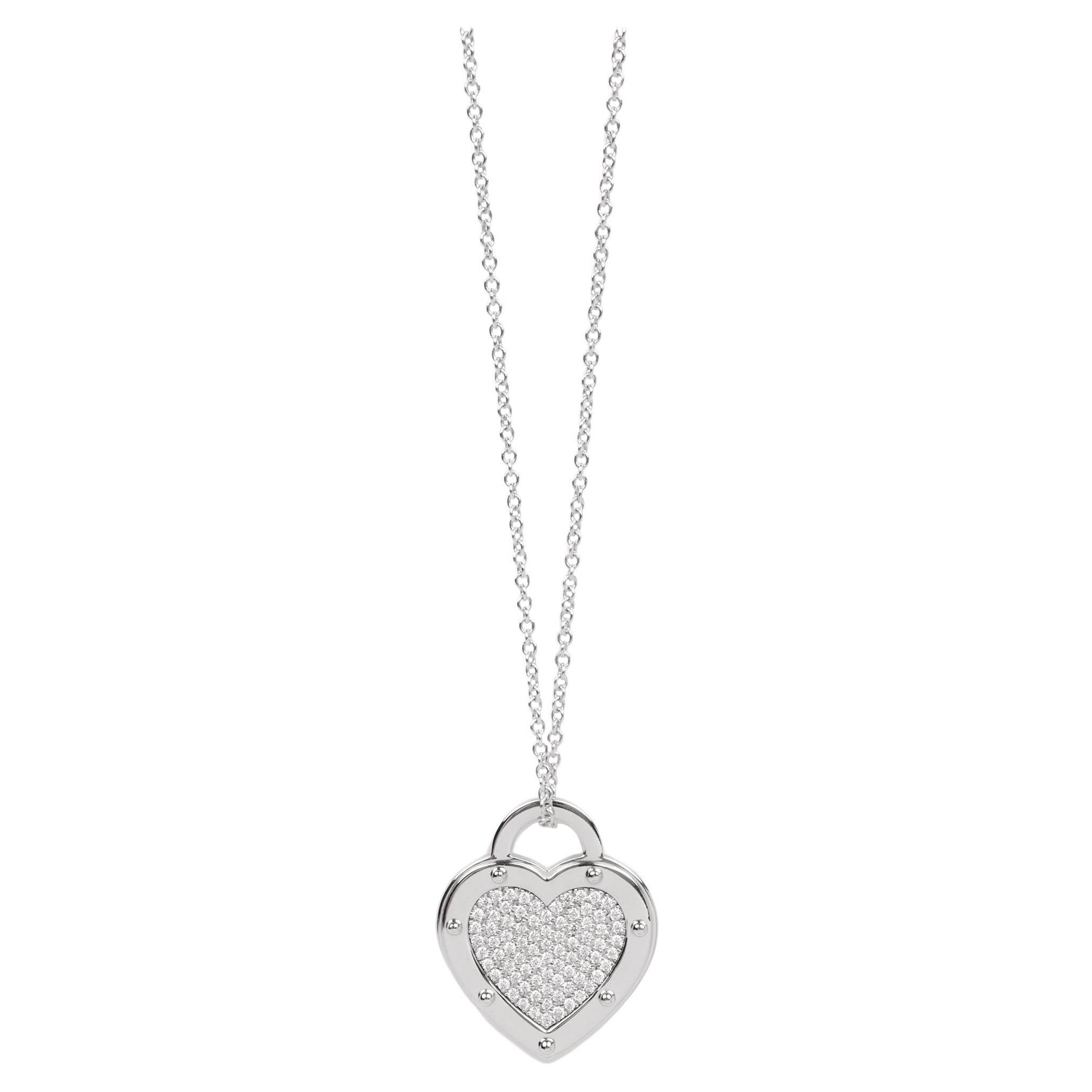 Tiffany & Co. Pave Diamond Platinum Return To TIffany Heart Pendant For Sale