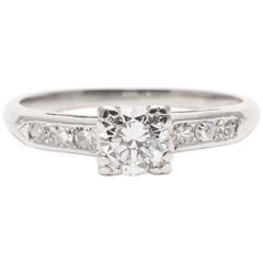 Mid-Century 0.50 Carat Diamond Engagement Ring in Platinum Mid-Century 0.50 Carat Diamond Engagement Ring in Platinum