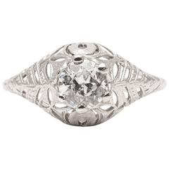 Art Deco 0.50 Carat Diamond Platinum Engagement Ring