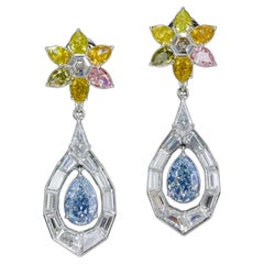 Emilio Jewelry Gia Certified 6.00 Carat Fancy Blue Diamond Earring