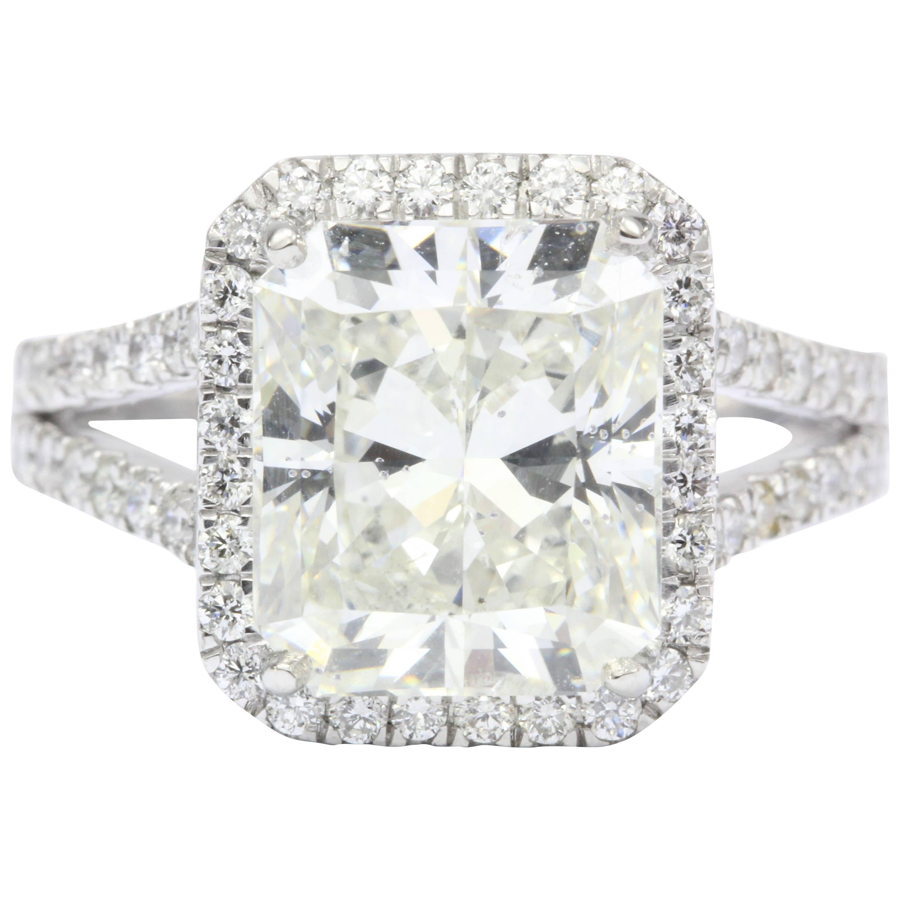 GIA Certified 5.05 Carat Radiant Diamond Platinum Engagement Ring