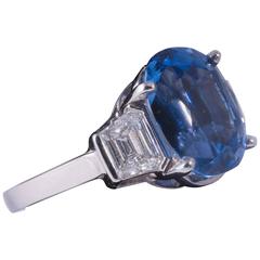 Stunning Sapphire Diamond Platinum Ring 6