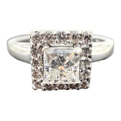 14K White Gold Princess-Cut Diamond Engagement Ring 0.61TCW