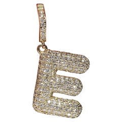 New Made 18k Gold Natural Diamond Decorated Letter E Pendant